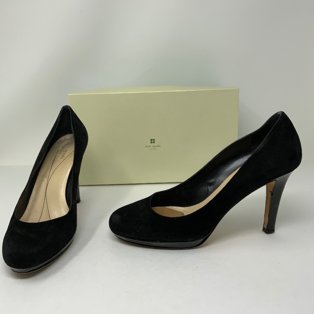 Kate Spade Kendra Black Suede Leather Round Toe Platform High Heels Shoes 9M